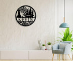Custom nautical metal sign with sailing ship, lighthouse, compass, anchor, fish, personalized name, durable steel, pre-drilled for easy wall mounting, perfect home or cabin décor.