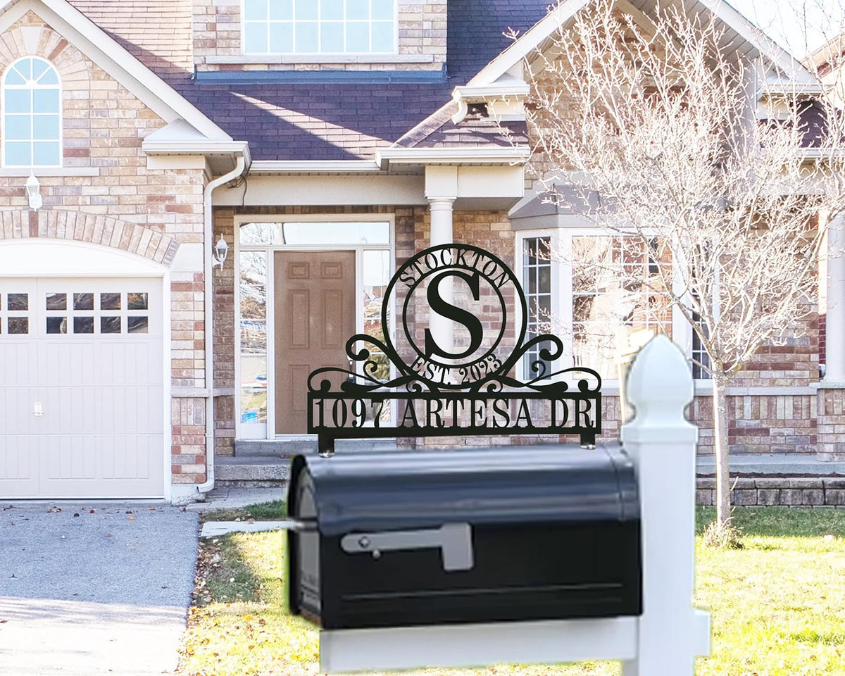 Custom Family Monogram Stainless Steel Mailbox Sign