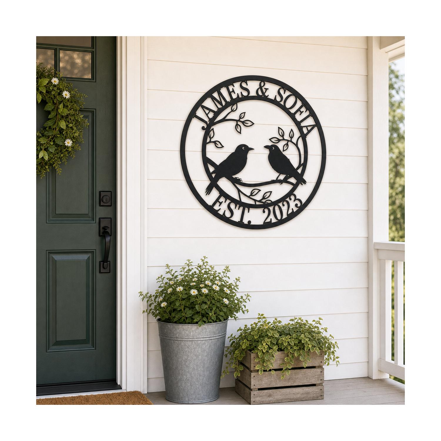 Custom Lovebirds Family Metal Sign Secondary image
