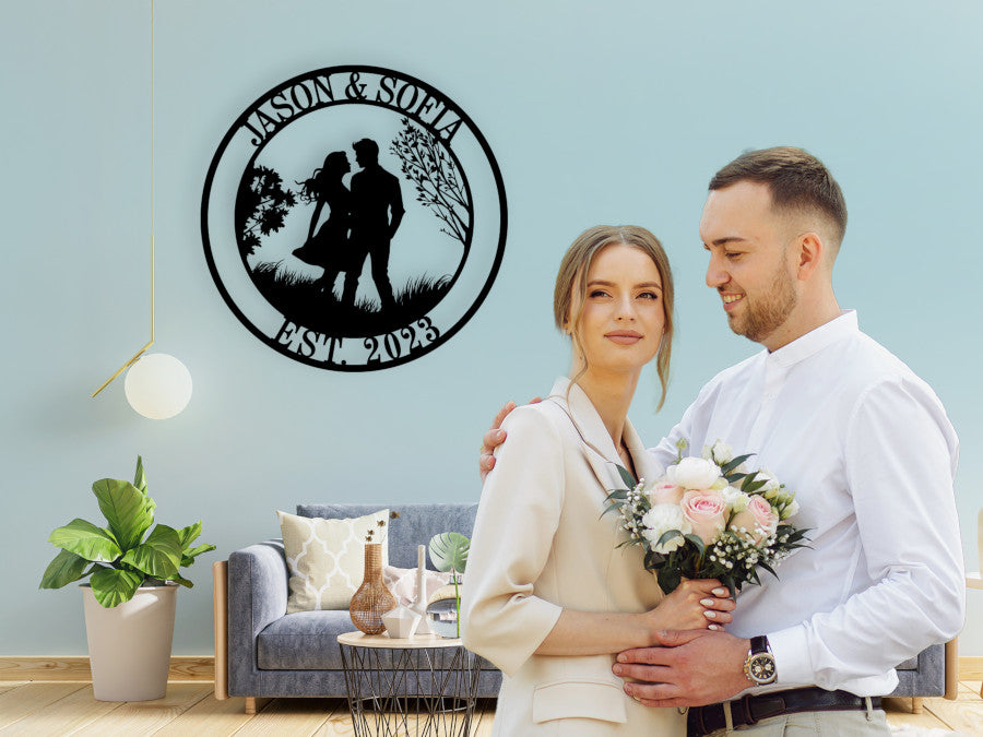 Custom Romantic Couple Metal Sign - Personalized Names & Dates, Durable ...