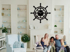 Personalized Nautical Ships Wheel Coordinates Metal Clock