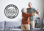 Custom metal sign, anniversary gift, with floral design and “50 YEARS Together” text.