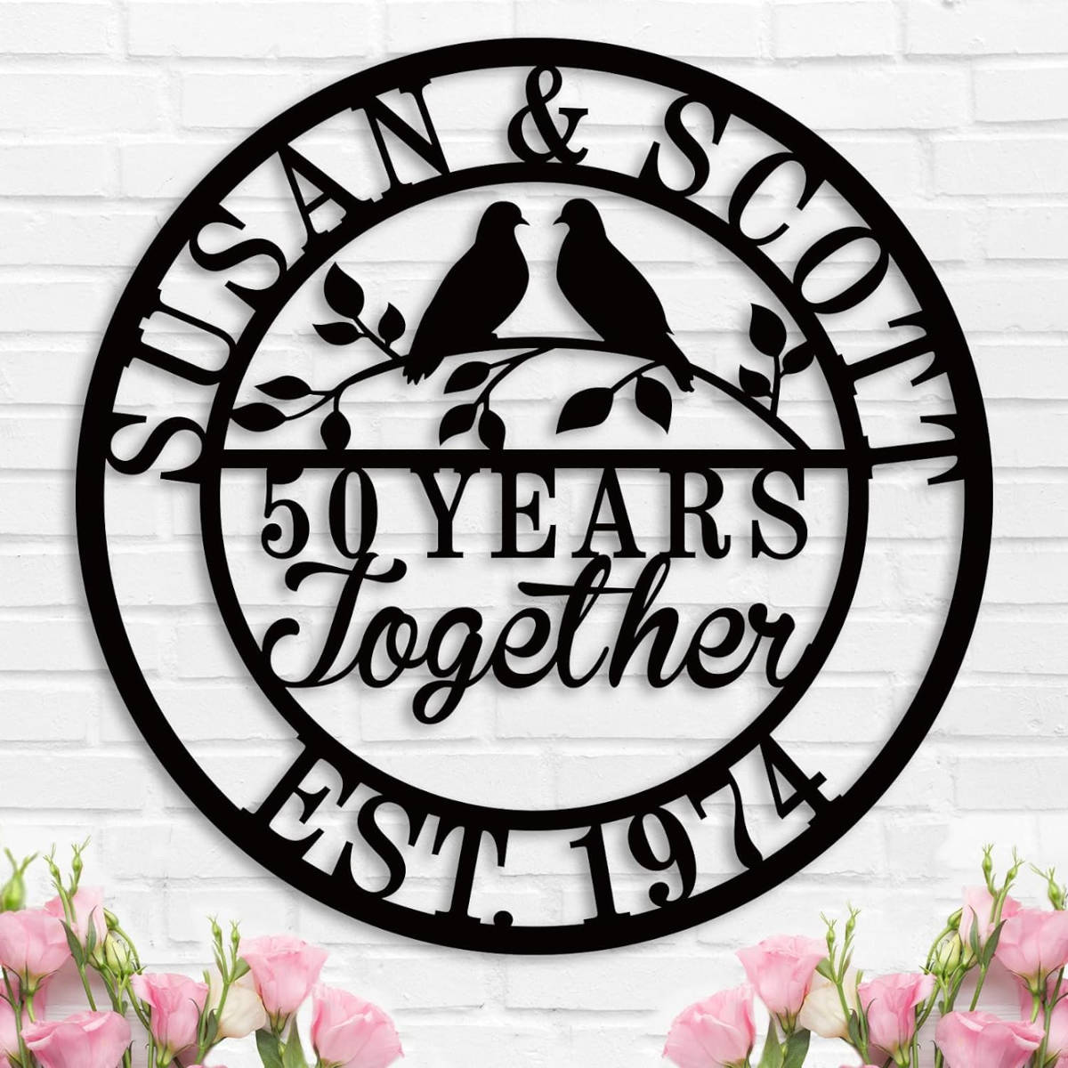 Custom Lovebirds Years Together Anniversary Metal Sign