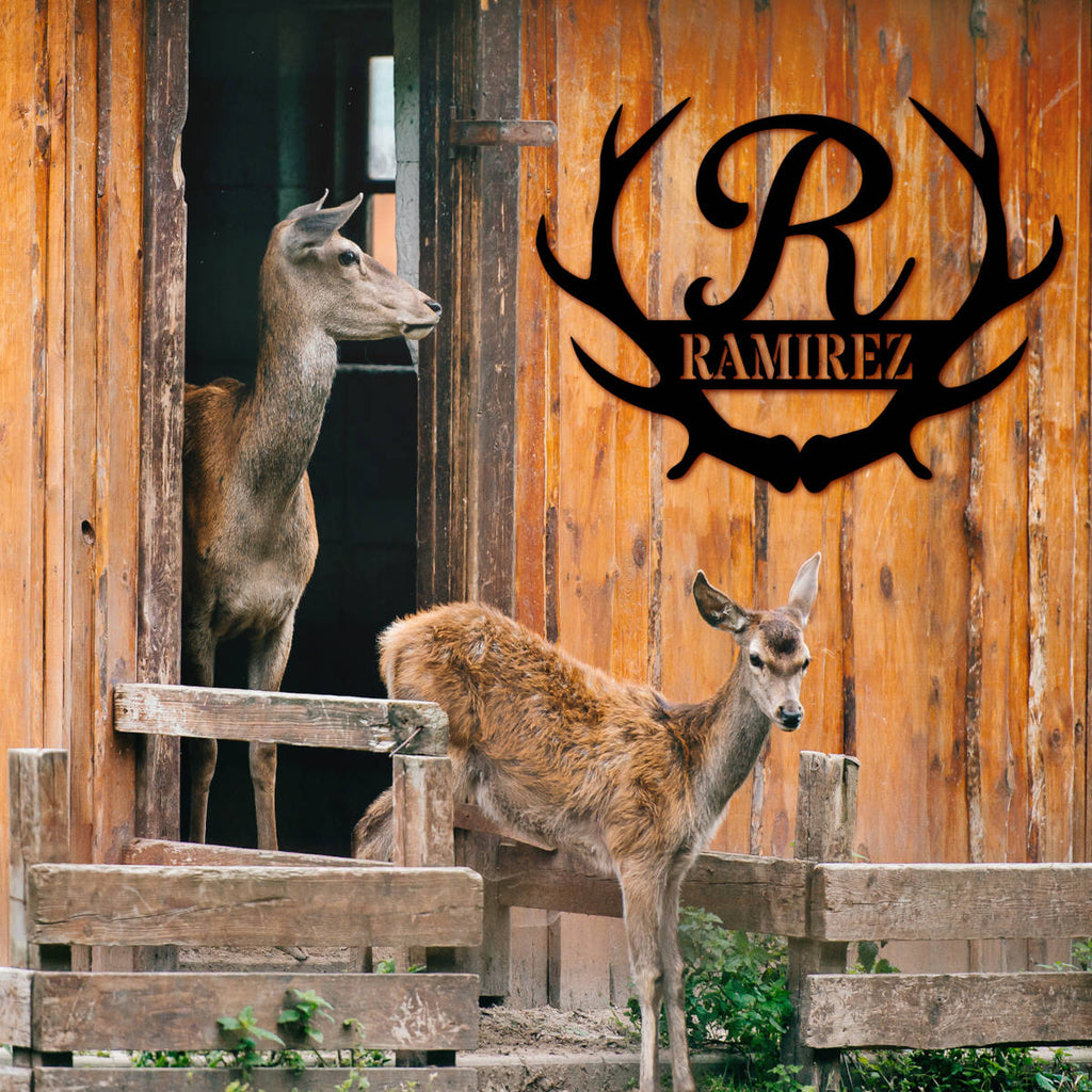 Custom Antler Monogram Name Sign