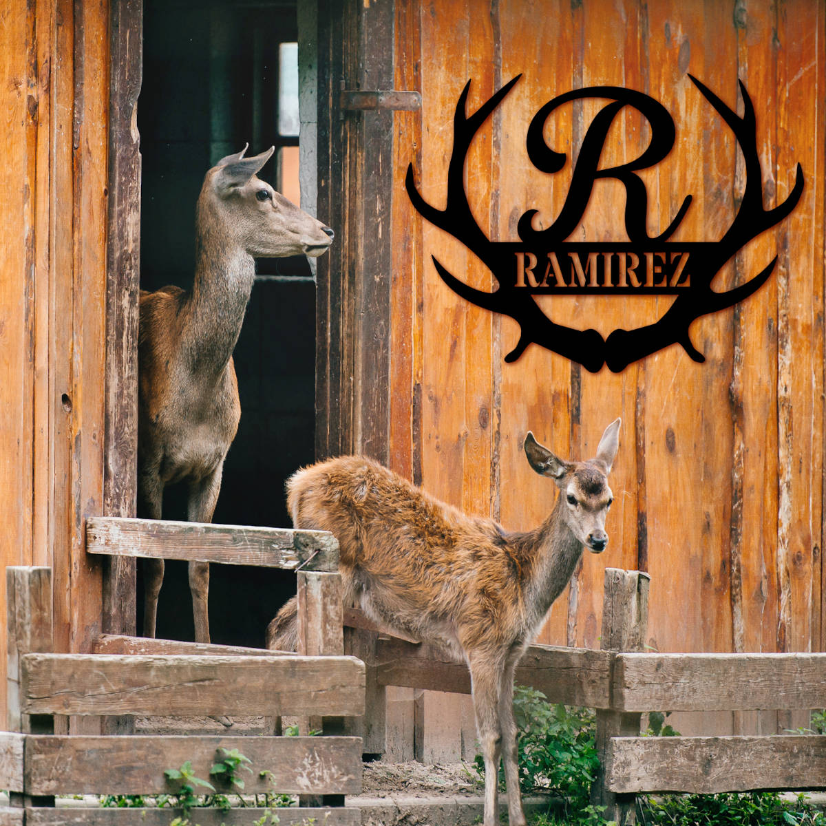 Custom Antler Monogram Name Sign