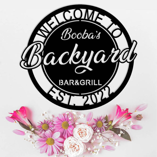 Personalized Backyard BBQ Metal Sign