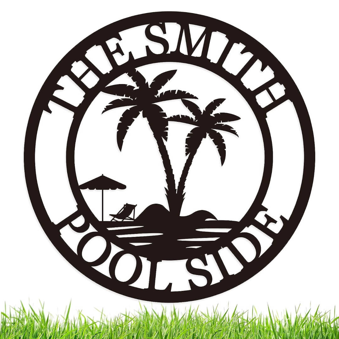 Poolside Metal Sign