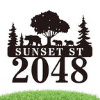 Bear Tree Metal Address Sign