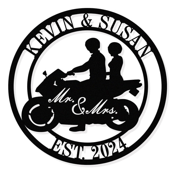 Custom Motorcycle Couple Sign