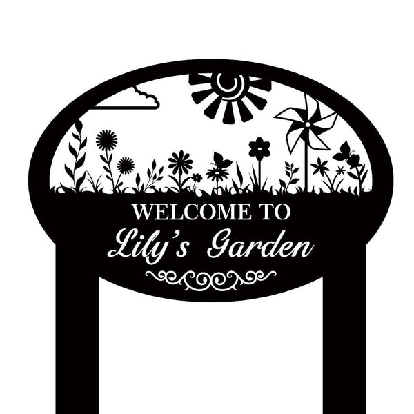 Cartoon Garden Scene Sign