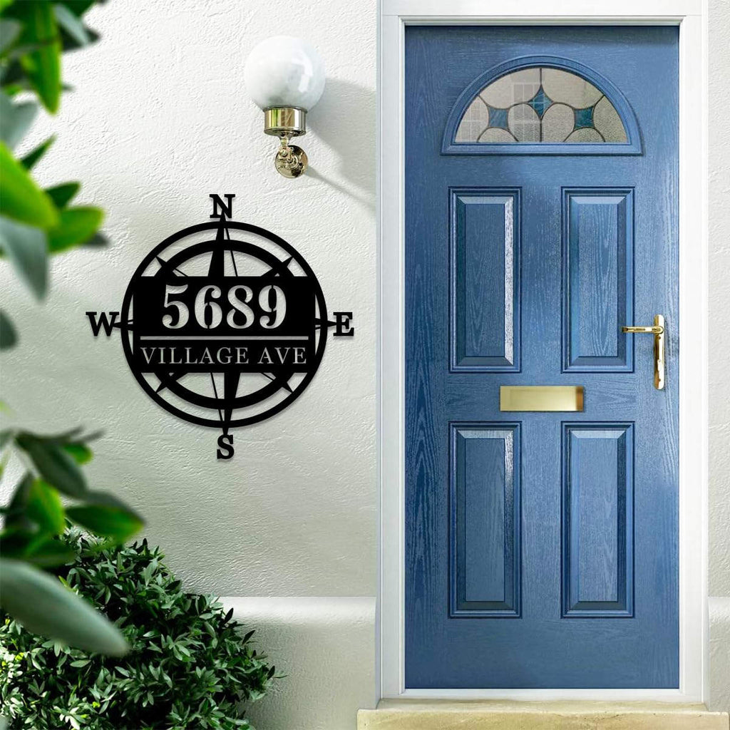 Customizable Compass Address Sign - Durable, Elegant, Personalized ...