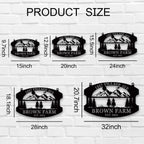 custom farm metal sign with mountain scene and horseback couple personalized address and family name outdoor sign