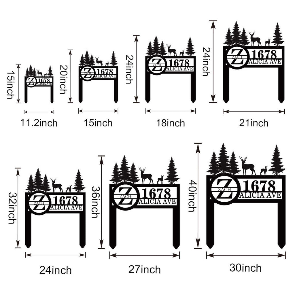 Custom Deer Metal Address Yard Sign