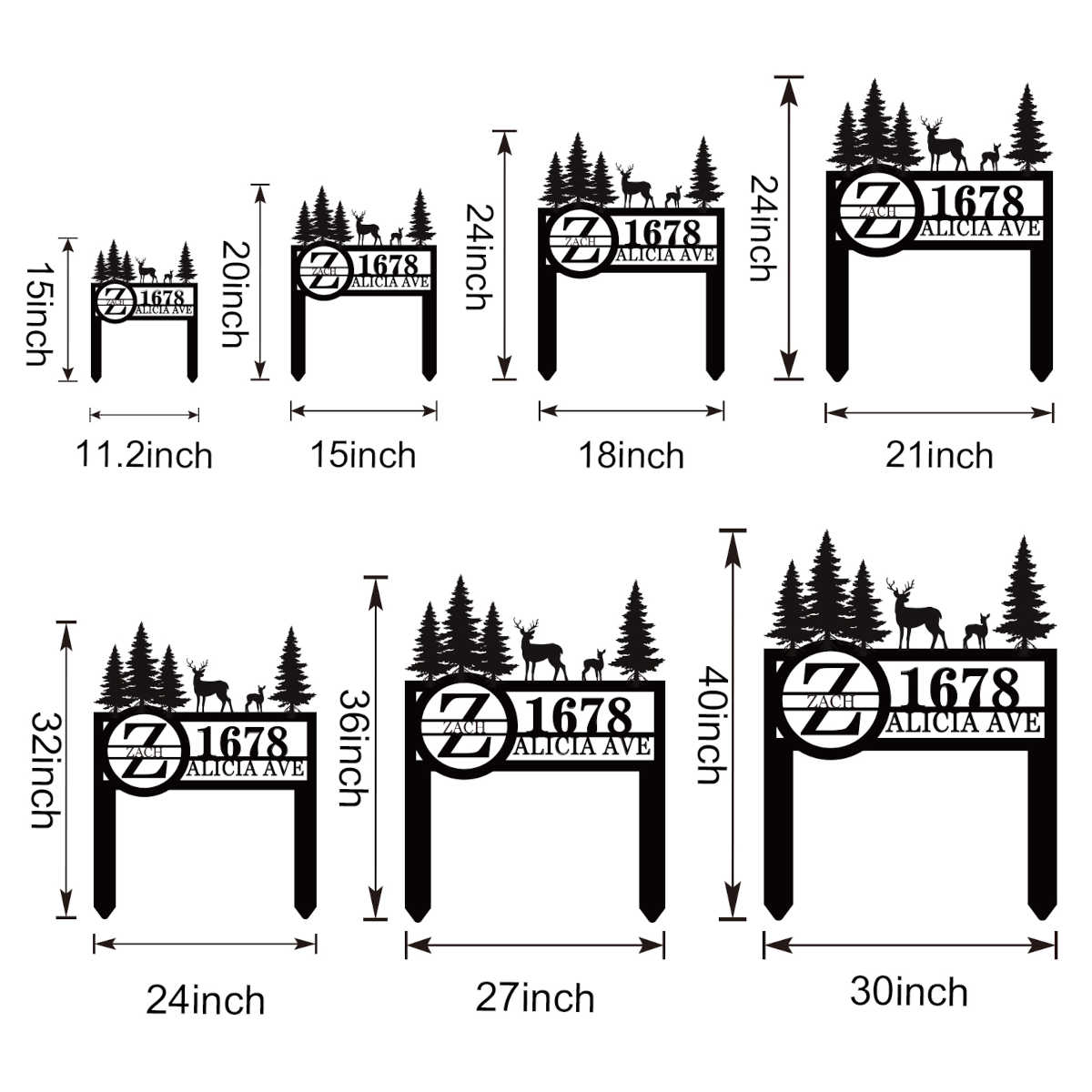 Custom Deer Metal Address Yard Sign