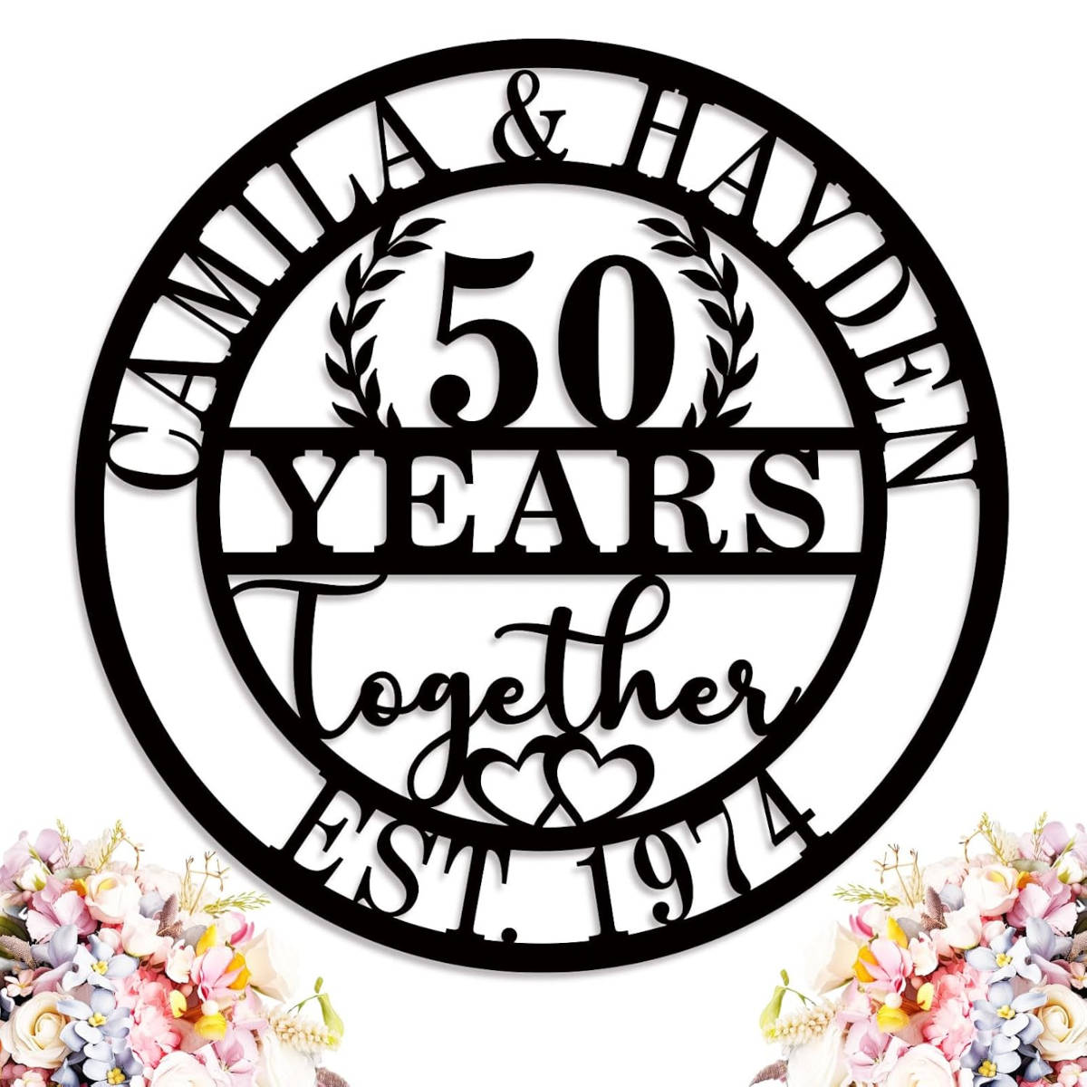 Custom Anniversary Metal Sign with your names and est date Main image