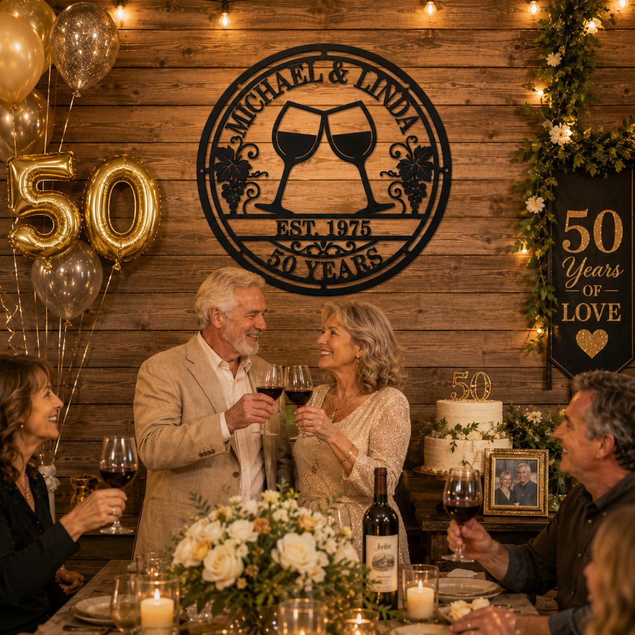 Custom Anniversary Wine Metal Sign Secondary image