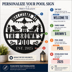 Customization guide showing family name pool name and established year personalization options
