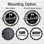 Personalized metal bar sign with name , welcome design with wine glasses, custom home bar décor