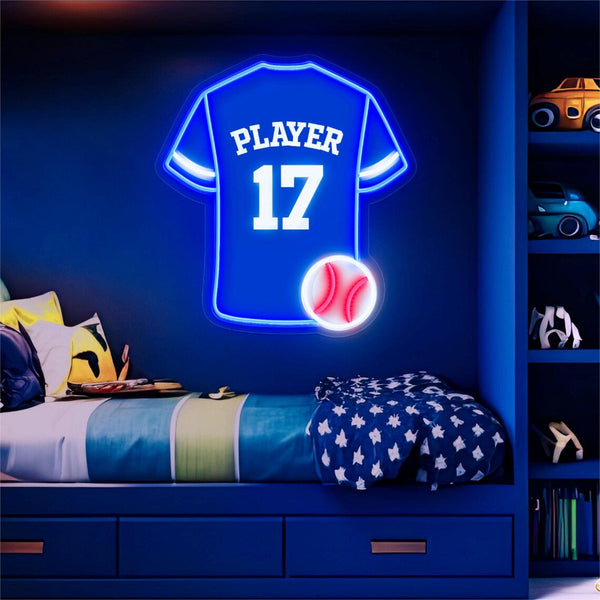 custom baseball jersey neon sign in multiple styles with personalized player name and number