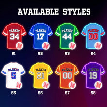 custom baseball jersey neon sign in multiple styles with personalized player name and number