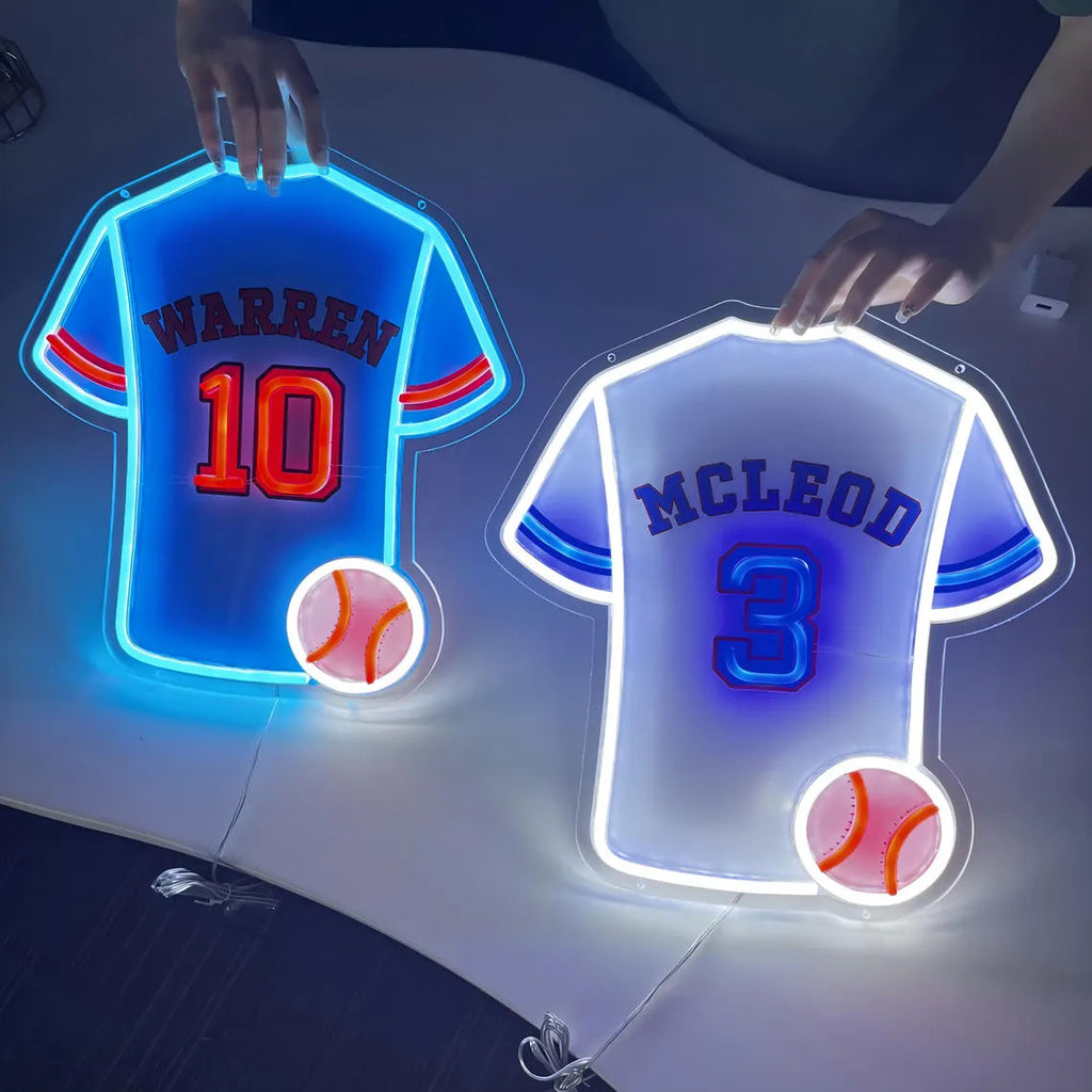 Custom Led Baseball Sign Custom Baseball Neon Sign with Name and Number | Personalized LED ...