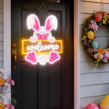 Custom bunny neon sign with personalized name and color options LED wall light for nursery kids room and Easter decor