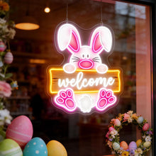 Custom bunny neon sign with personalized name and color options LED wall light for nursery kids room and Easter decor