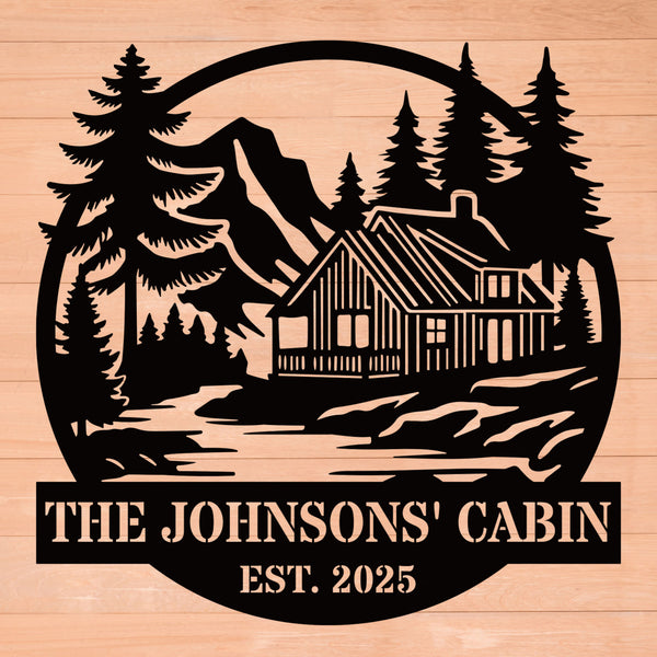 custom metal cabin sign with name - personalized - enfodream.com