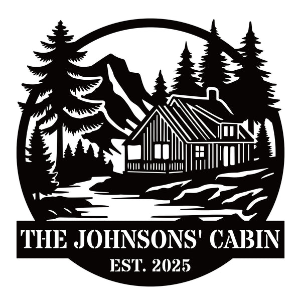 custom metal cabin sign with name - personalized - enfodream.com