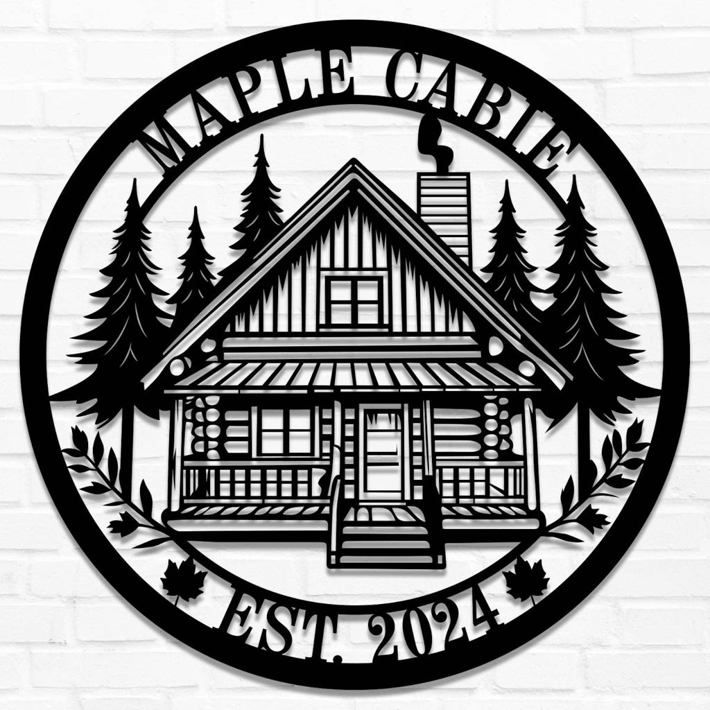 Custom Log Cabin Metal Sign Personalized Outdoor Decor for Any Space