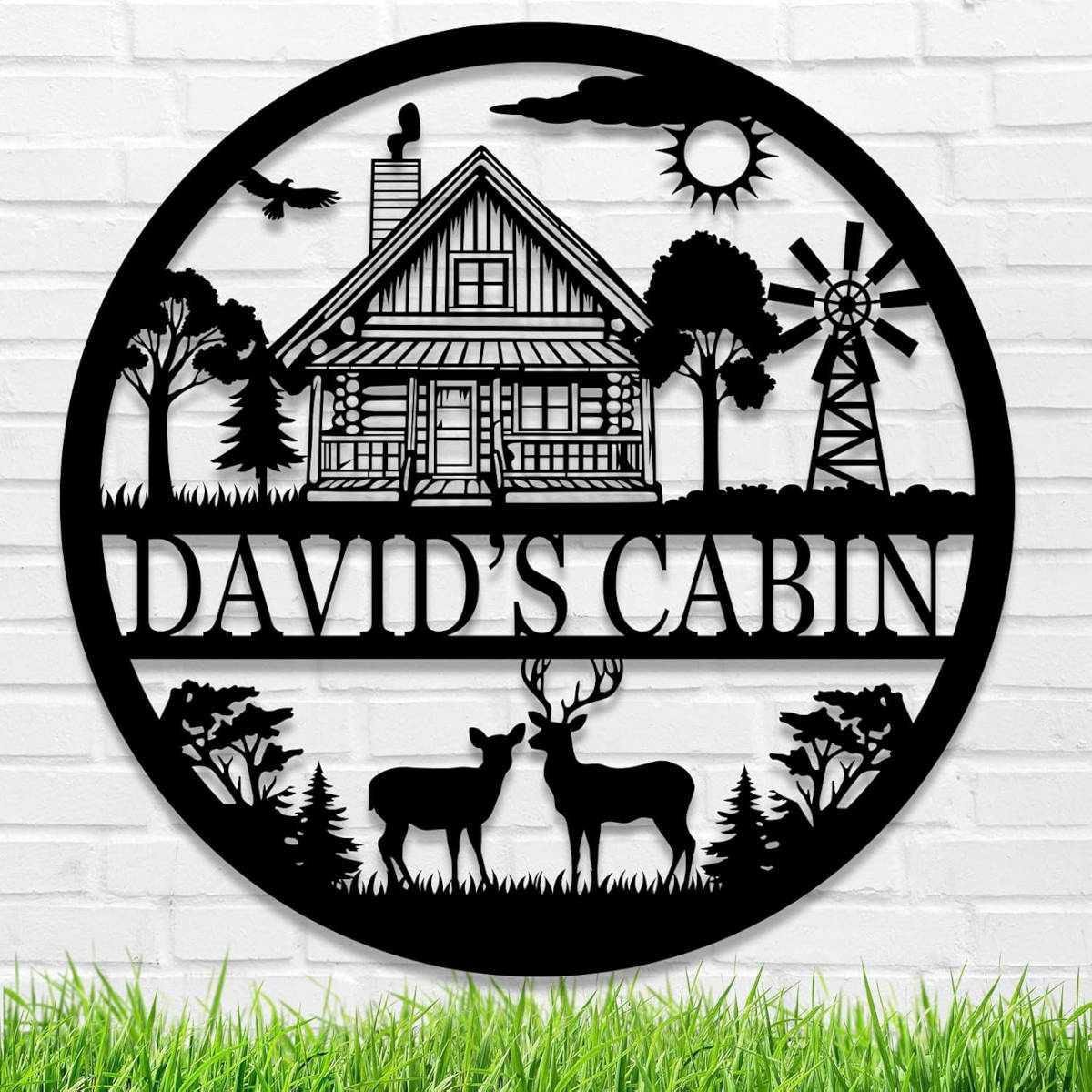 Custom Cabin Sign – Personalized Metal Outdoor Decor – ENFODREAM