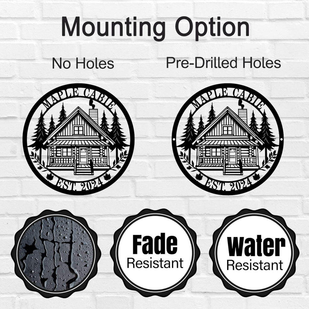 Custom Log Cabin Metal Sign Personalized Outdoor Decor for Any Space