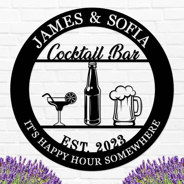 Custom Cocktail Bar Metal Sign