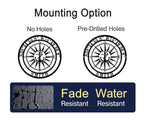 Custom compass metal sign with personalized coordinates and family name, laser-cut steel nautical wall décor with anchor design.