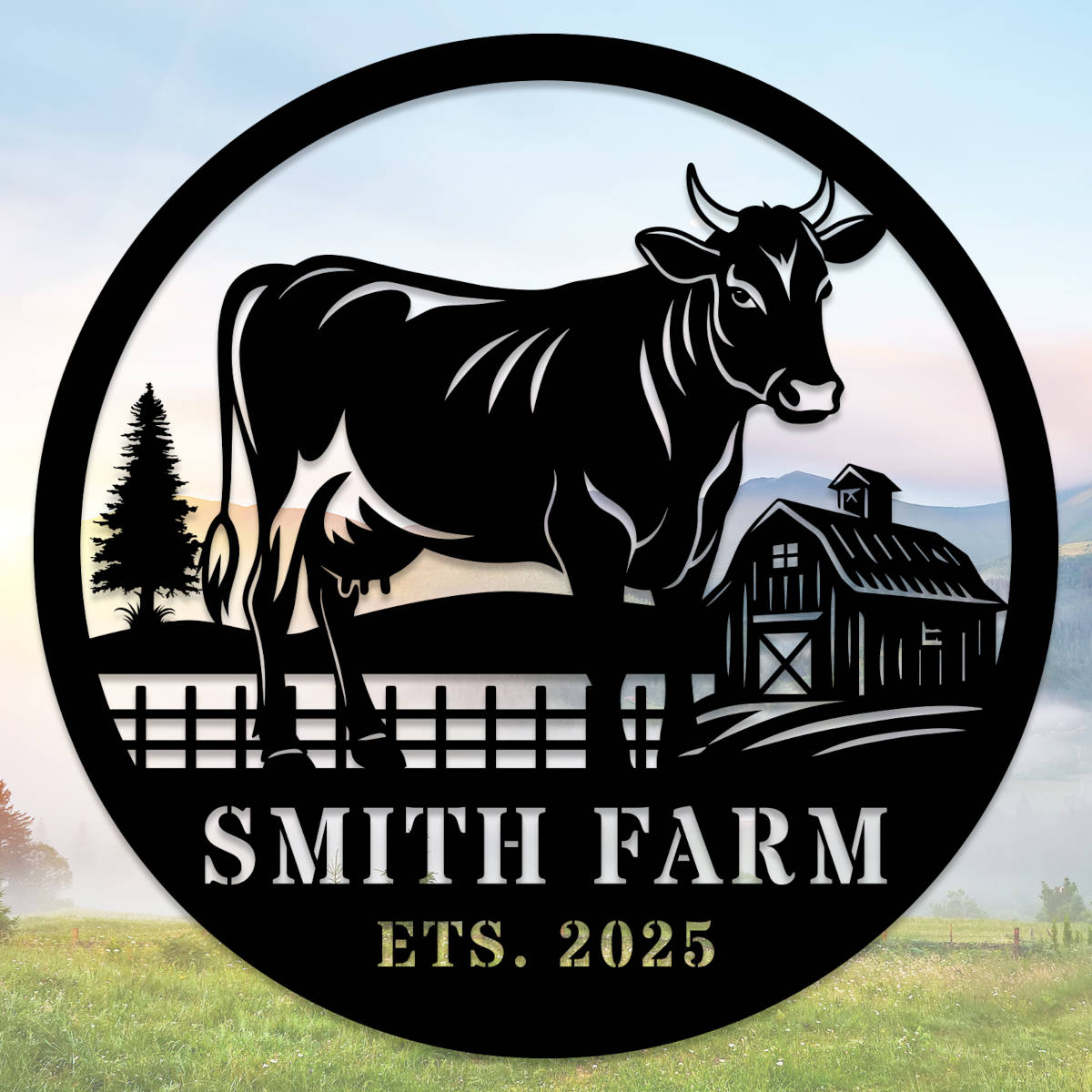 Custom Cow Farm Sign Main image