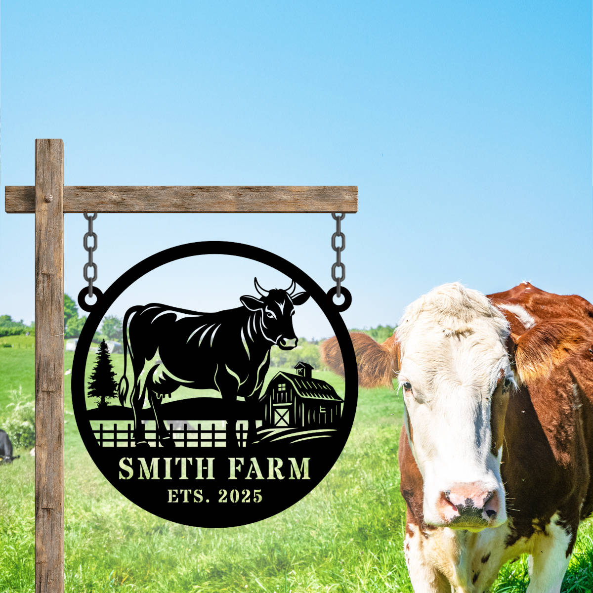 Custom Cow Farm Sign Secondary image