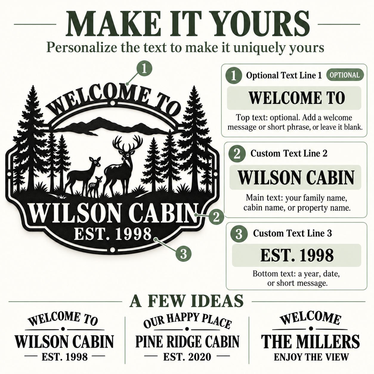Personalized Deer Family Metal Welcome Sign Secondary image