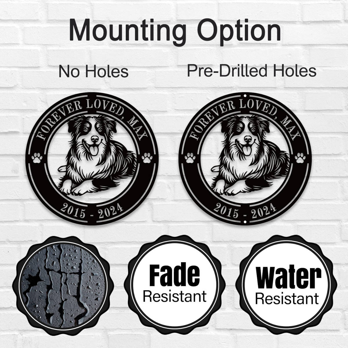 Custom dog metal sign with “Cuddles, Chaos & Chew Toys” and “Life Is Good” engraved, featuring a happy dog design, laser-cut from powder-coated steel for wall decor.