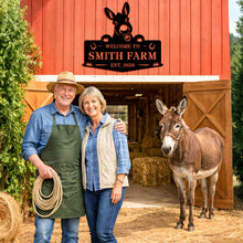 custom donkey farm metal sign with personalized name and est date rustic ranch outdoor steel decor