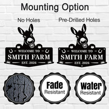 custom donkey farm metal sign with personalized name and est date rustic ranch outdoor steel decor