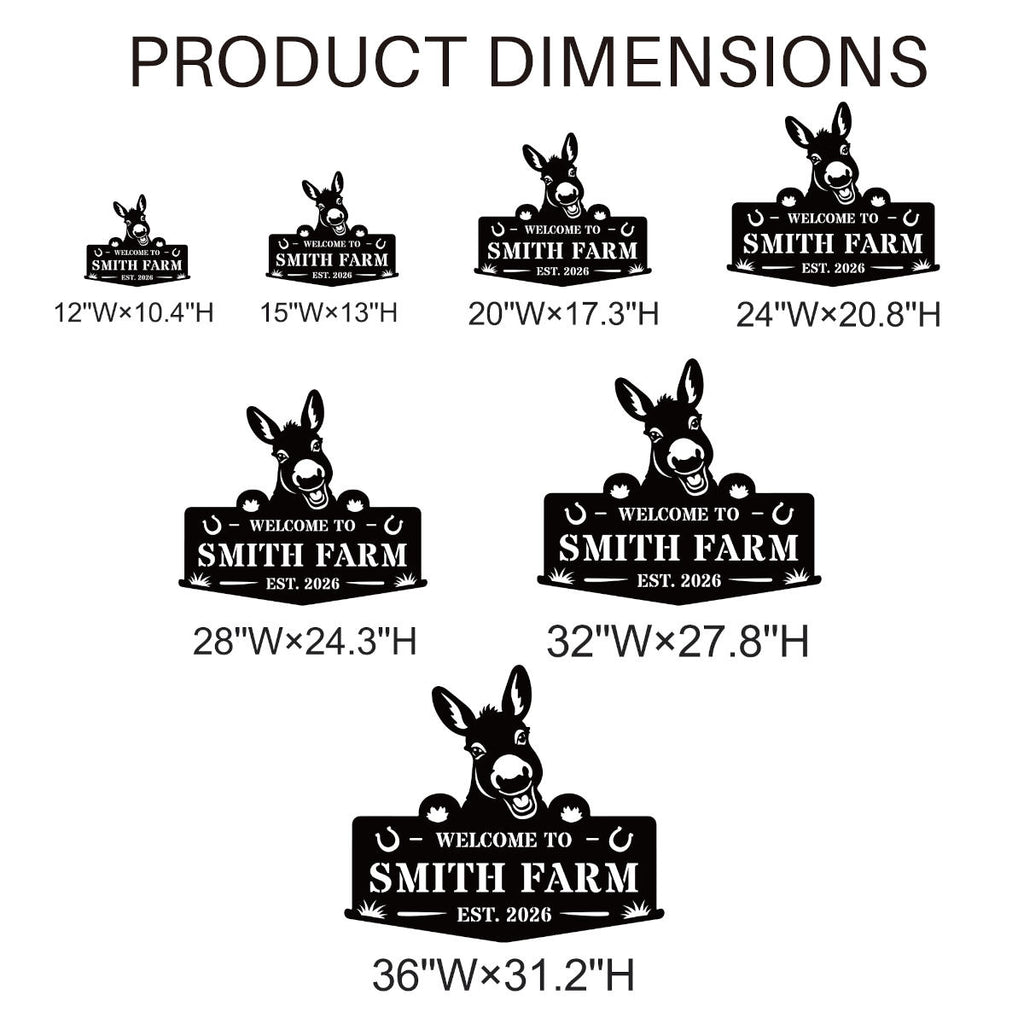 custom donkey farm metal sign with personalized name and est date rustic ranch outdoor steel decor
