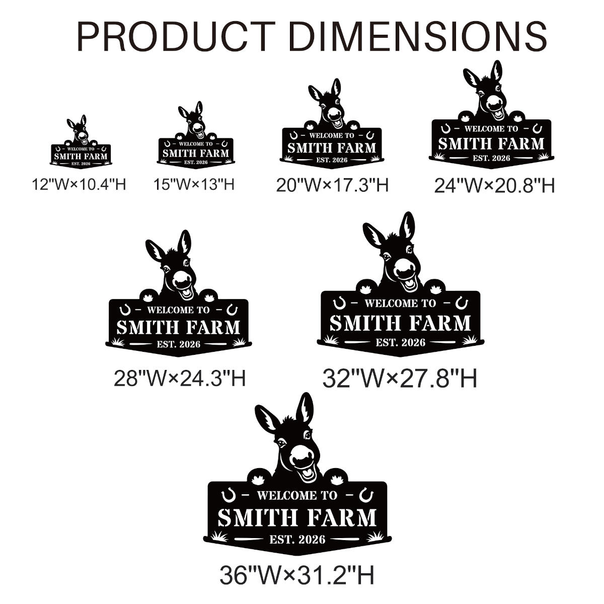 custom donkey farm metal sign with personalized name and est date rustic ranch outdoor steel decor