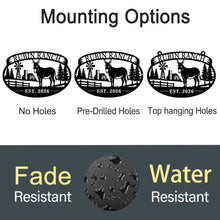 Custom donkey ranch metal sign with personalized farm name and established year, featuring barn, windmill, and trees, laser-cut steel outdoor décor