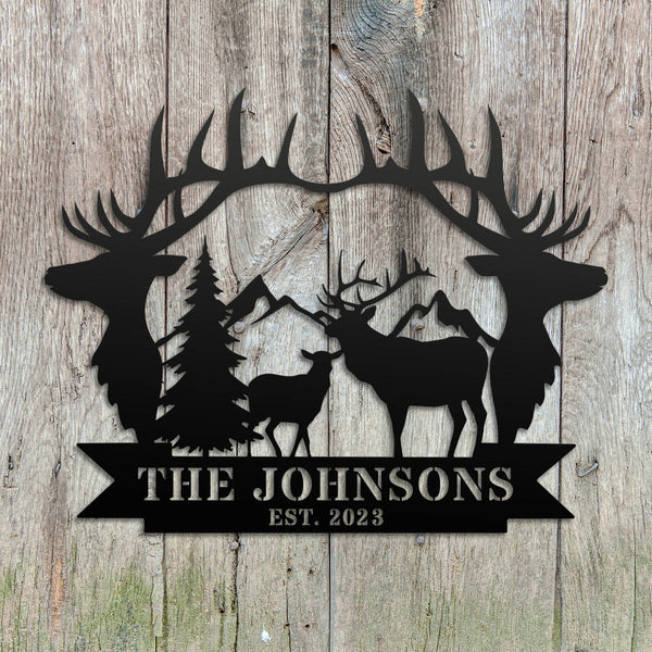 Deer Family Metal Sign