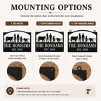 Comparison of no holes four corner holes and top hanging ring mounting options for custom metal signs