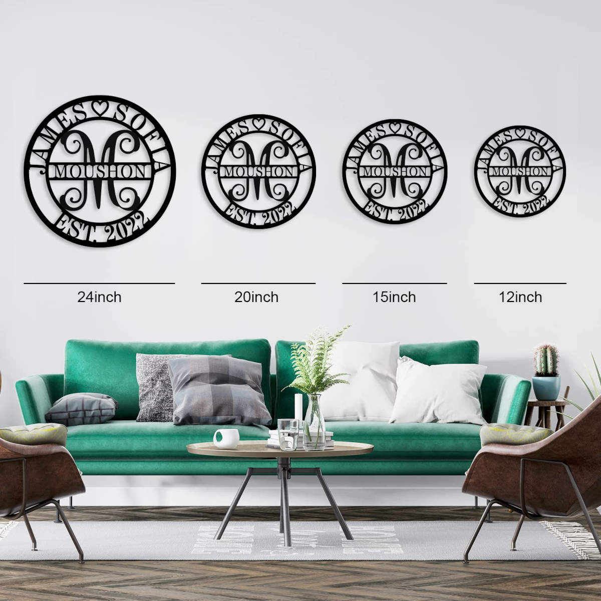 Custom Round Family Monogram Metal Sign