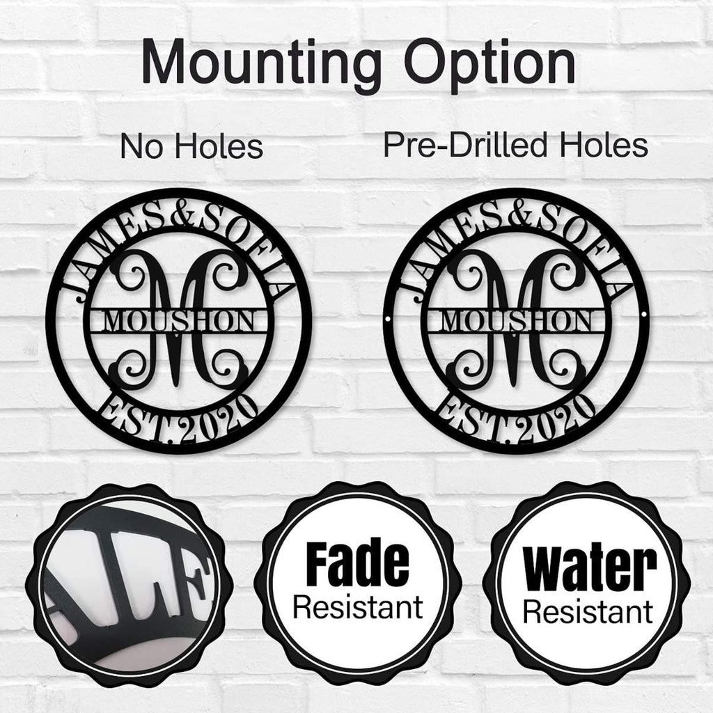 Custom Round Family Monogram Metal Sign