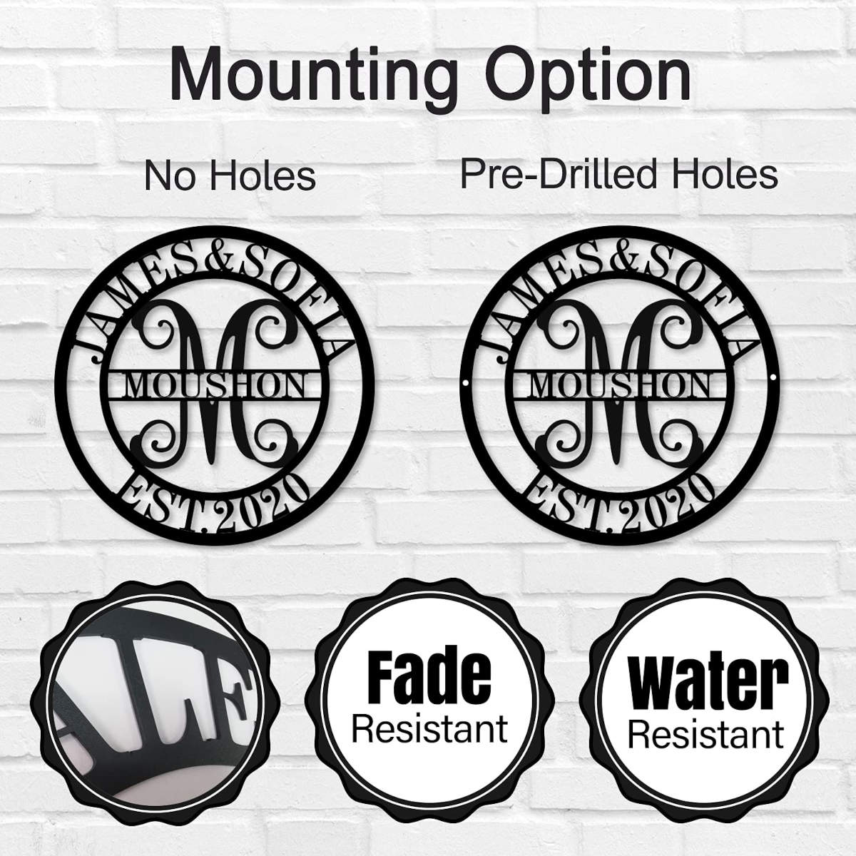 Custom Round Family Monogram Metal Sign