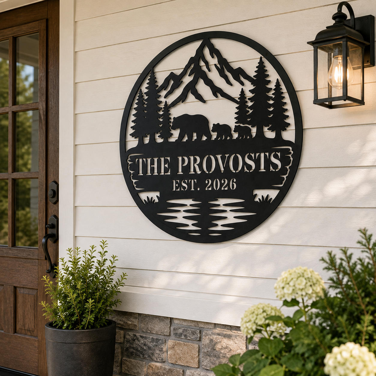 Custom Bear Family Mountain Metal Sign Secondary image