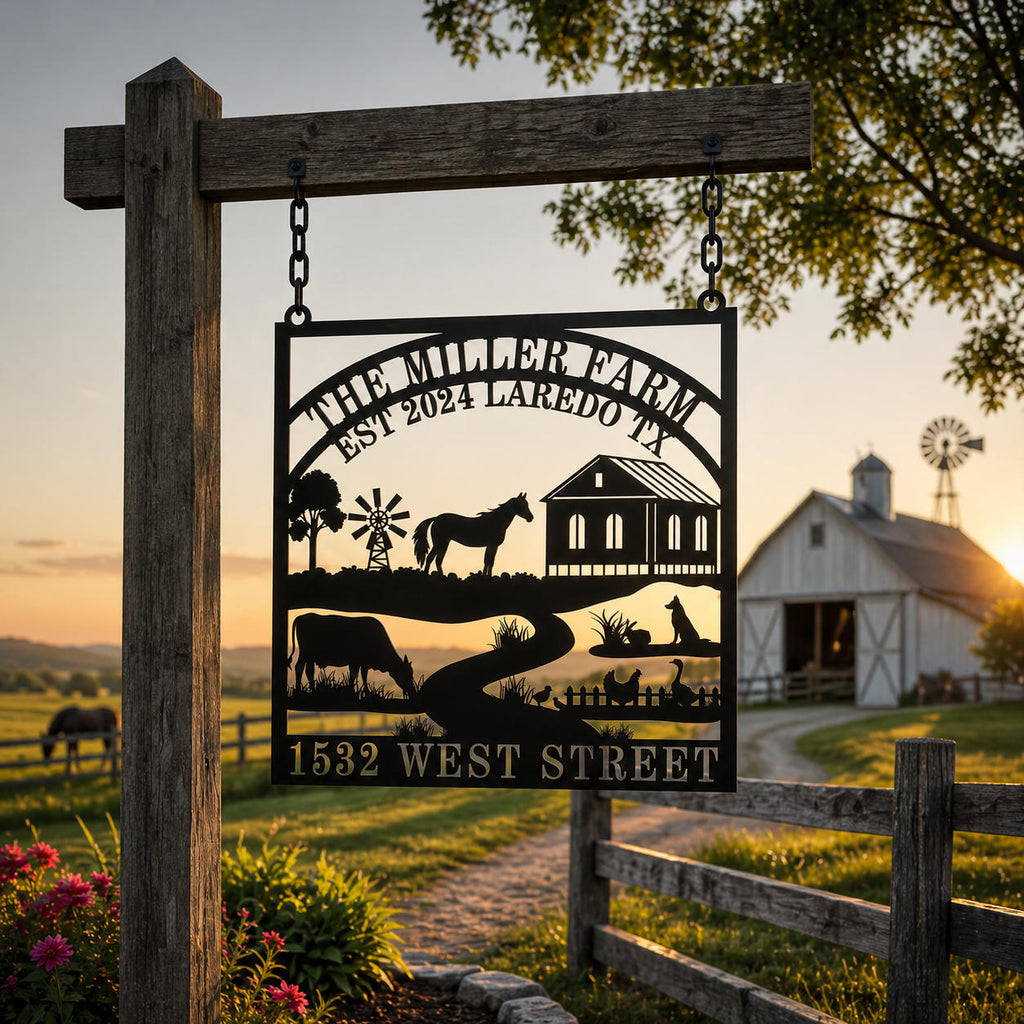 Custom Farm Address Metal Sign Plaque